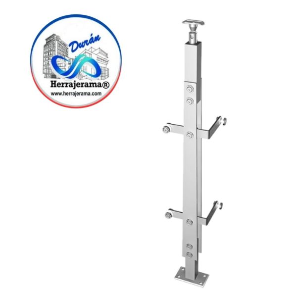 HERRALUM 1369100SA POSTE P/BARANDAL AC INOX VID-VID A ESQUINA 1.00 MT