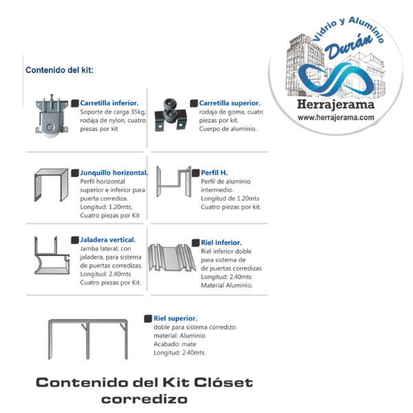 KIT CLÓSET PUERTAS CORREDIZAS MX66760