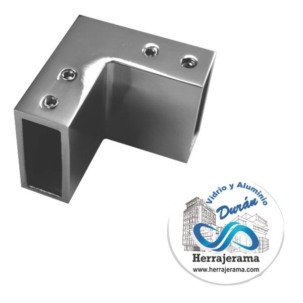 CONECTOR PARA TUBO RECTANGULAR A 90Á¸. SATíN ACERO MX65761