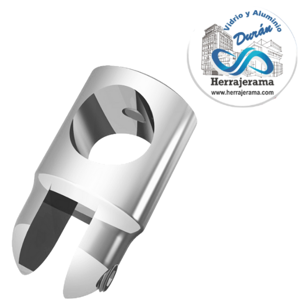 HERRALUM CONECTOR FIJO CON ATRAPE VIDRIO-TUBO CROMO