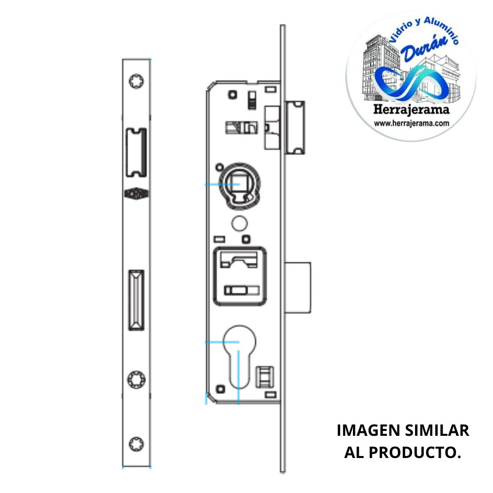 HERRALUM 3V73120102 PVC CERRADURA BASICA 25/92/240MM PLETINA 16MM (PES