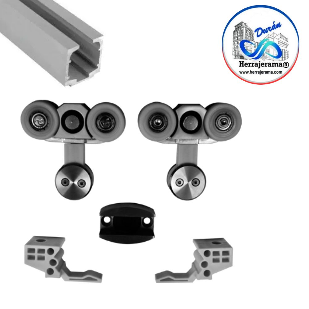 GALIER KIT DE HERRAJES CARRETILLA CON CHAPETON PARA CRISTAL DE 10MM, INCLUYE RIEL BRK913 DE 3M MX66986