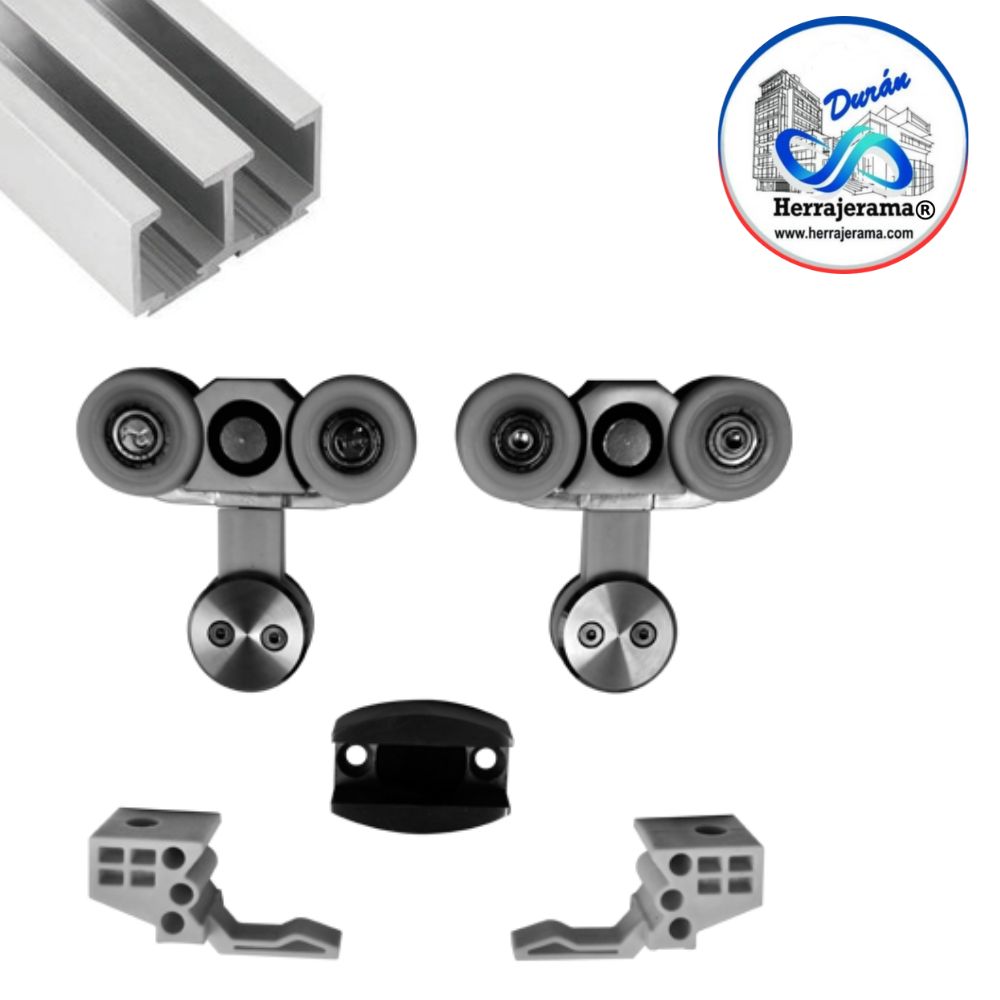 GALIER KIT DE HERRAJES CARRETILLA CON CHAPETON PARA CRISTAL DE 10MM, INCLUYE RIEL BRK915 DE 3M MX66988
