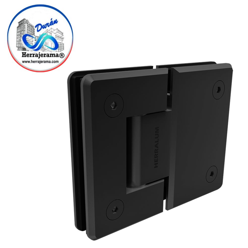 HERRALUM 1032180NE HERRAJE VIDRIO/VIDRIO 180° MOD DL73F NEGRO