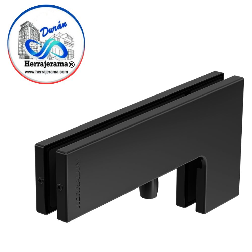HERRALUM 1034000NE HERRAJE SUPERIOR «L» P/PUERTA VIDRIO IMP NEGRO