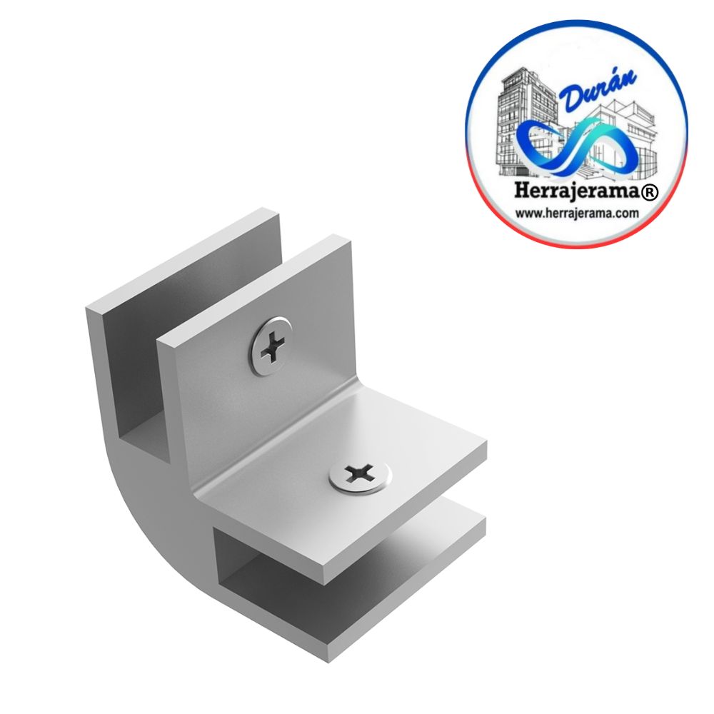 HERRALUM 1061000SA CONECTOR "L" PARA VIDRIO DE 10mm SATIN