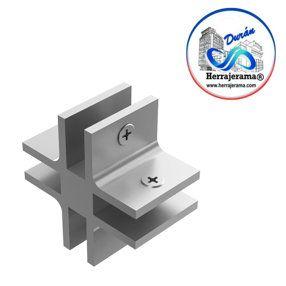 HERRALUM 1063000CO CONECTOR "X" PARA VIDRIO DE 10mm CROMO