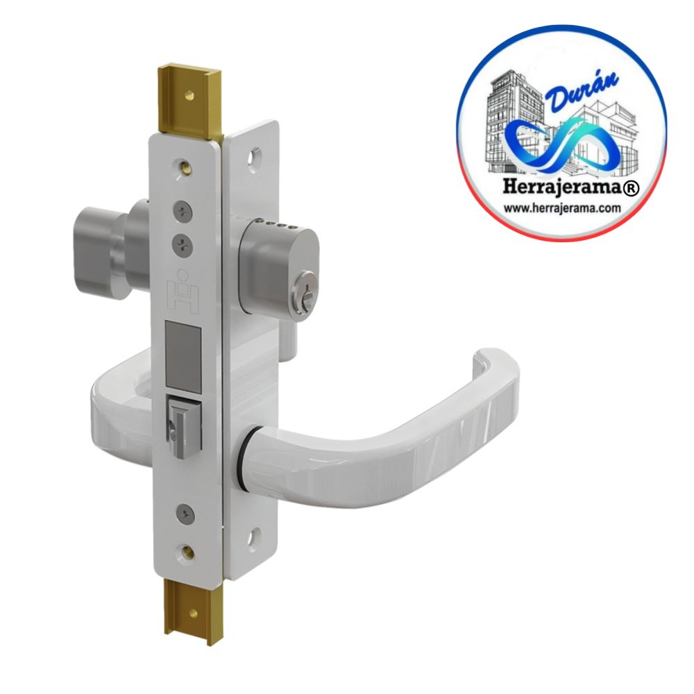 HERRALUM 1164000BL CHAPA DOBLE MANIJA CIL/LLAVE BLANCA