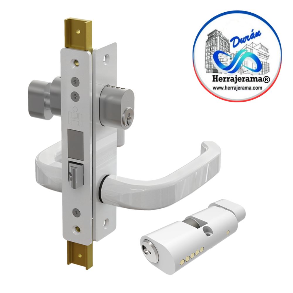 HERRALUM 1164001BL CHAPA DOBLE MANIJA CIL/LLAVE 5-1 BLANCO
