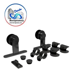 HERRALUM 1296500NE SISTEMA OAXACA V AC INOX P/CORREDIZA DE MADERA NEGRO